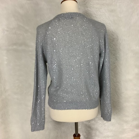 ATM Gray Sequin Embellished Knitted Alpaca Wool Blend Sweater S - Picture 4 of 7